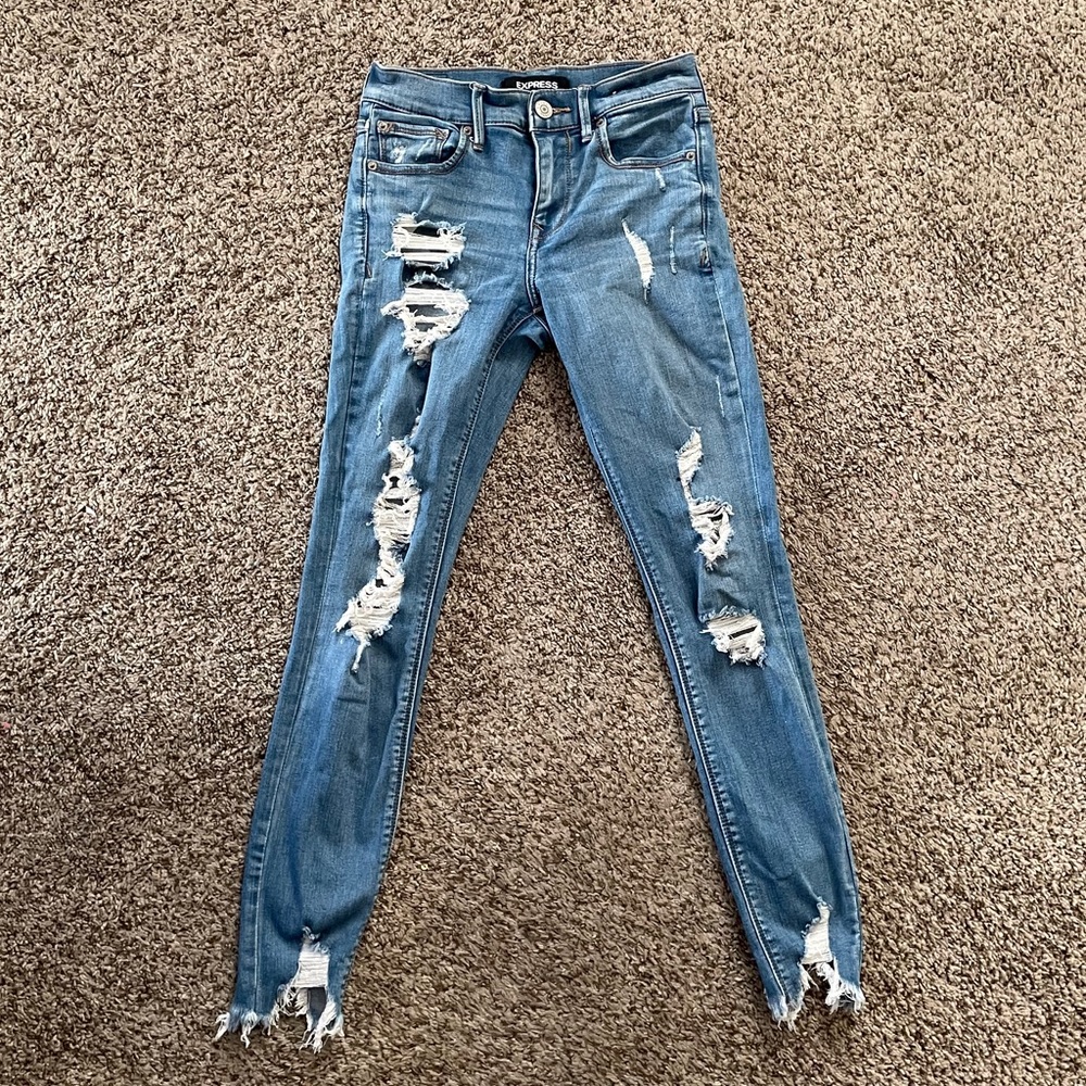 Distressed Ankle Jeans by Express